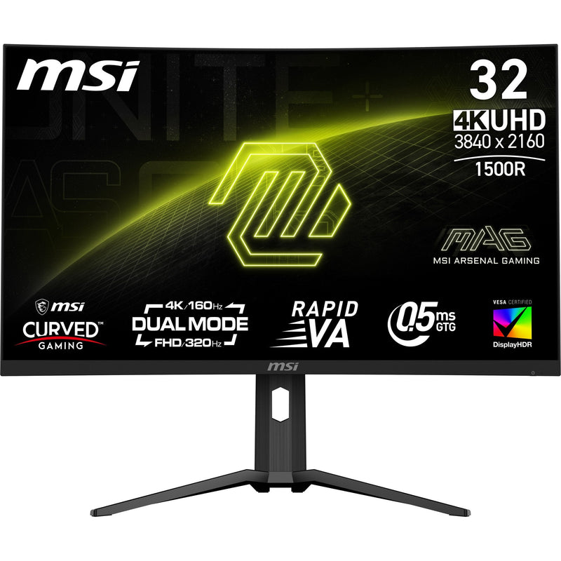 MSI Monitor Gaming Mag 321CUPDFDE 31.5 Black Ultrahd/4K, Fast Va, Curvado, Dual Modo 160/320 Hz, Usb-c, Panel