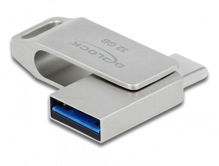 Delock 54074 Unit Flash USB 32GB USB Type-a / USB Type-c 3.2 Gen 1 (3.1 Gen 1) Silver