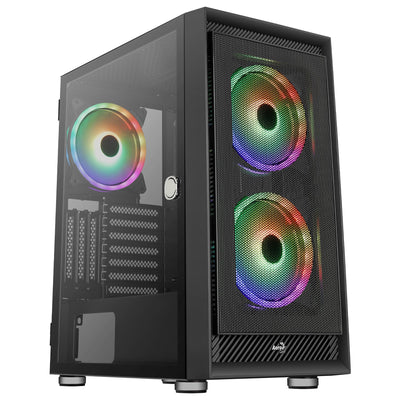 Aerocool PC Case Graphite V3 Front Mesh Side Glass Tempered Includes 3 Ventiiladores RGB 140MM — image 1
