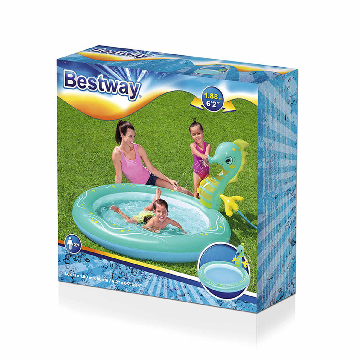 Bestway Inflatable Paddling Pool For Children Bestway Sea Horse 188 X 160 X 86 Cm
