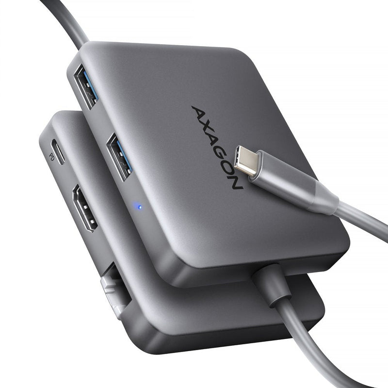 HMC-5HL Multipuerto Hub USB 5IN1, 5Gbps, 2x Usb-a, HDMI 4K/60HZ, Glan, Pd 100W, 15CM USB-C Cable