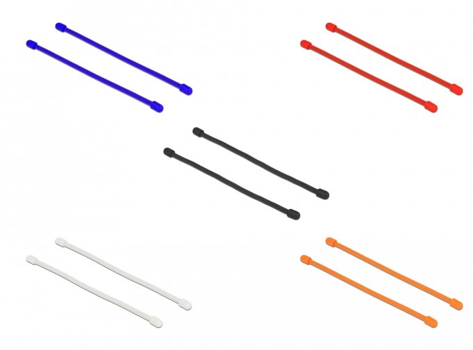 Delock 18971 Sujetacables Flexible 150 X An 4MM Colours Surtidos, Set 10 Pieces