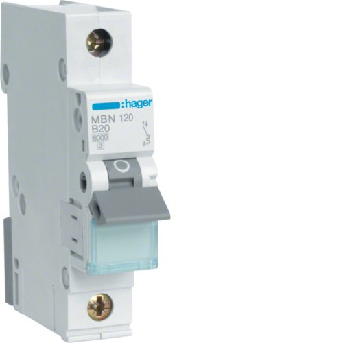 Hager Switch Magnetotérmico MBN120 1POLOS 6KA B-20A 1M