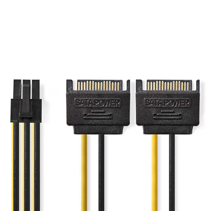 Nedis Internal Cable Power 2X SATA 15-POLIGER Connector Male Pci Express Connector Female Chapado Oro 0.20M Ne