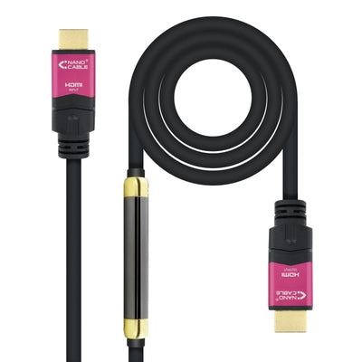 Nanocable HDMI Cable V2.0 Male With Repetidor a HDMI V2.0 Male 25M - 4K@60HZ 18Gbps - High Speed - Black/Pink — image 1