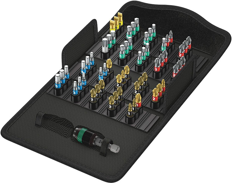 Wera Set Of Puntas Bit-safe 61 Bitorsion 1 With Stand Puntas, 1/4, Box Textil 5057441001