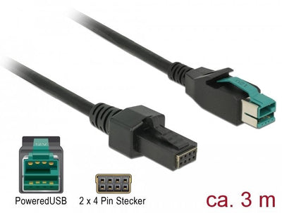 Delock 85484 Cable Poweredusb Male 12V 2 X 4 Pin Male 3M Printers And Terminals Point Of Sale — image 1