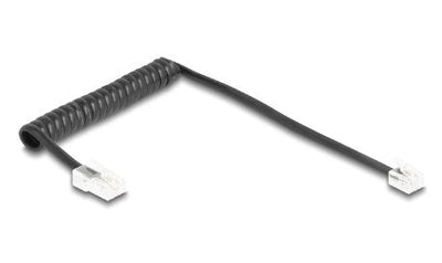 Delock Cable Telefónico Cable Espiral RJ11 Connector Male a RJ45 Connector Male Black 1M — image 1