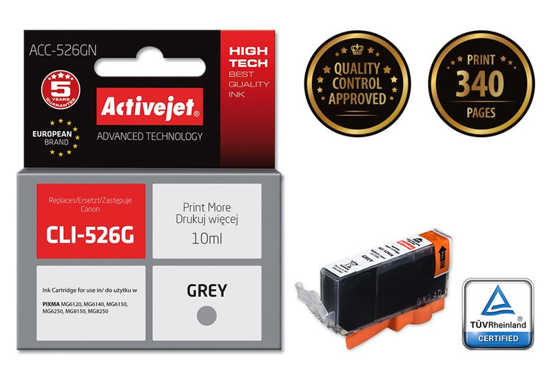 Activejet Ink ACC-526GN Grey 10ML Canon CLI-526G
