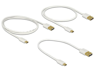 Delock 83679 Set 3 Cables USB 2.0 USB a Micro-usb B White — image 1