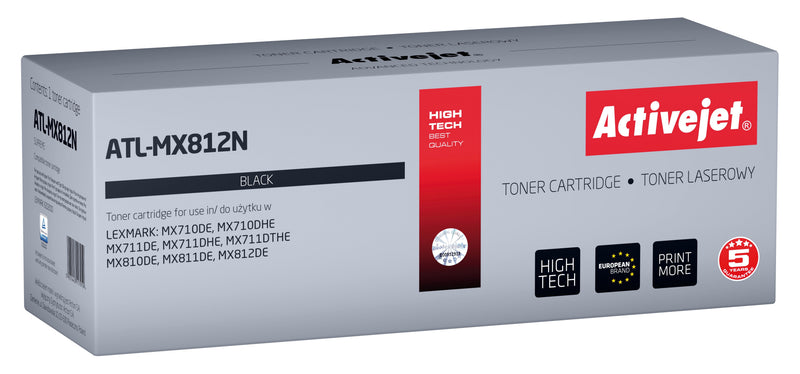 Activejet Toner ATL-MX812N Printers Lexmark Reemplazo Lexmark 62D2000 Supreme 6000 Páginas Black