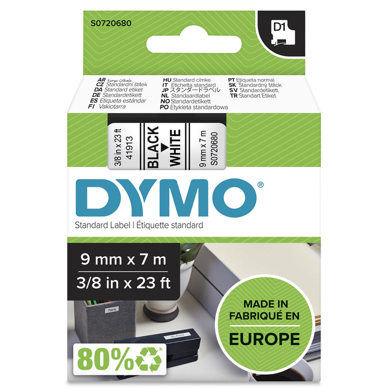 Dymo Tape Rotuladora Self-adhesive D1 Negro-blanco 9MM X 7 Metres Rotuladoras Label Manager