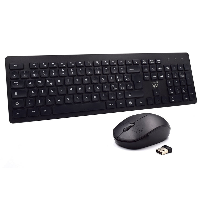 Ewent Pack Keyboard + Mouse Inalambricos - Receptor USB-A 2.4HZ - 1000DPI - Disposicion Italiana QWERTY It - I
