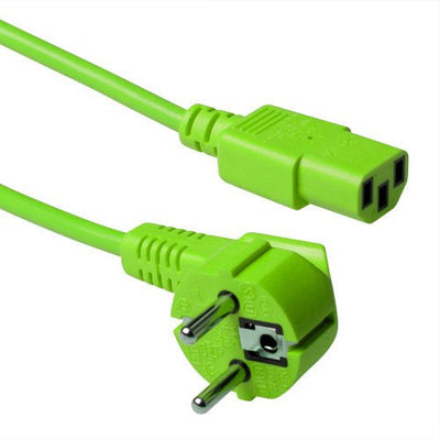 Powercord Mains Connector Schuko Cee 7 Male (angled) - C13 IEC 60320 Green 3M — image 1