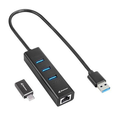 Sharkoon 3-PORT USB 3.2 Gen 1 Alu Hub + Ethernet, Dockingstation 4044951037575 — image 1