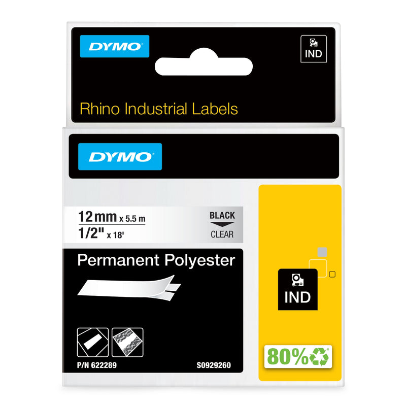 Dymo Rhino Tape ID1-12 Black/Transparent Polyester