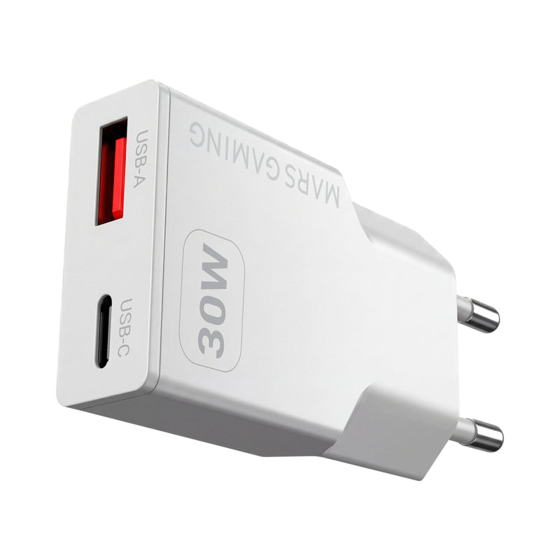 Mars Gaming Charger USB GaN MD-GAN30W 30W 1x USB-C 1x USB-A Pd Colour White