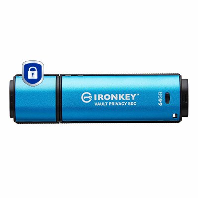 Kingston USB Flash Drive Ironkey Vault Privacy 50 64GB Blue Claro/Black USB-C 3.2 Gen 1) — image 1