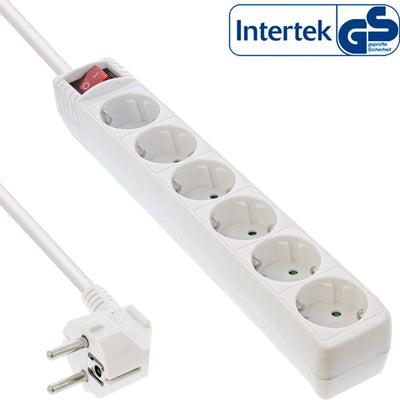 Inline Power Strip 6 Ports 6X Type F With Switch And Security Kids White 5M — image 1