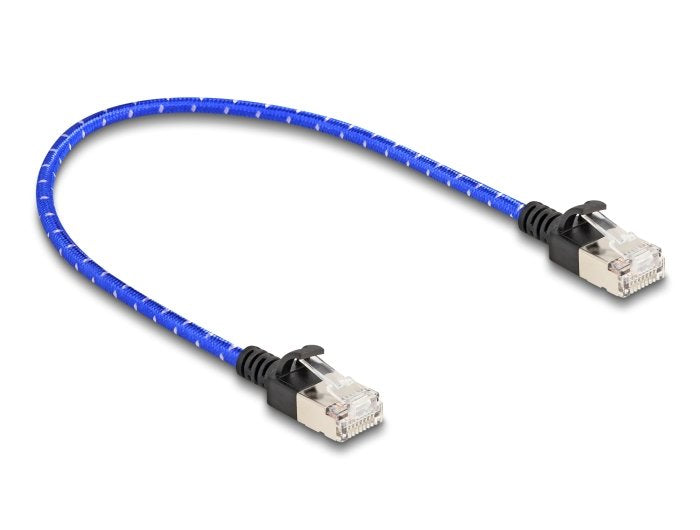 Delock 80375 RJ45 Network Cable Trenzado CAT.6A U/FTP Slim 0,3M Blue