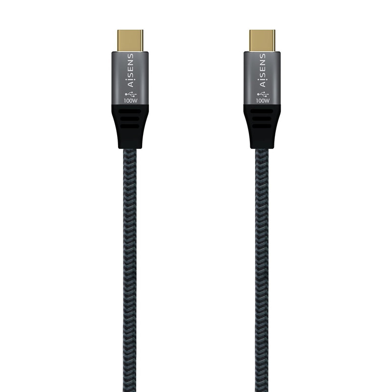 Aisens USB Cable 2.0 Aluminium 5A 100W E-mark - USB-C/M-usb-c/M - 2M - Grey
