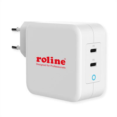 Roline Charger USB With Plug Europeo, 2 Ports Type-c (pd), GaN, 100W. — image 1
