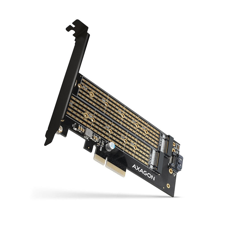 Axagon PCEM2-D Card PCIE X4 - M.2 NVMe M-key + SATA B-key SATA Internal