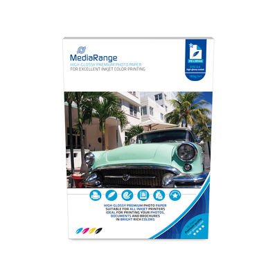 Mediarange MRINK117 Paper Fotográfico Tall Brillo A4 180GR White 50 Hojas