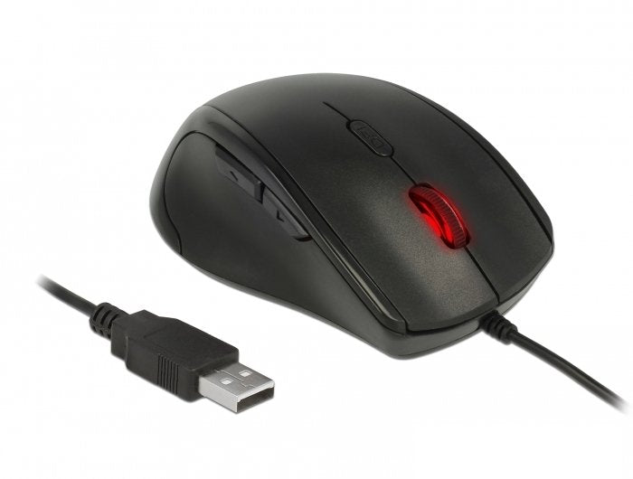 Delock 12548 Mouse USB Type a Óptico 2400 DPI Zurdos