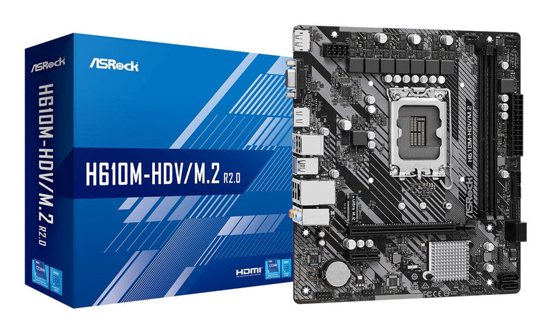 Asrock Motherboard 1700 H610M-HDV/M.2 R2.0M-ATX 2XDDR4 4XSATA6 2x USB 3.2 4x USB 2.0
