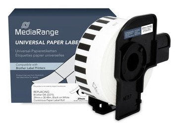 Mediarange Labels 29MM 30,48M F. DK-22210 Black/White — image 1