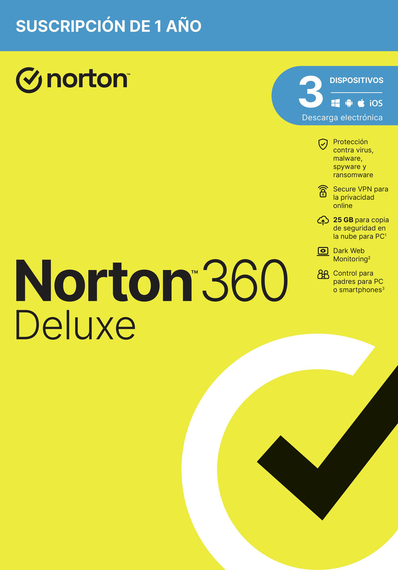 Norton 360 Deluxe 25GB Es 1 User 3 Device 12MO EXCLUSIVO:3069 Attach