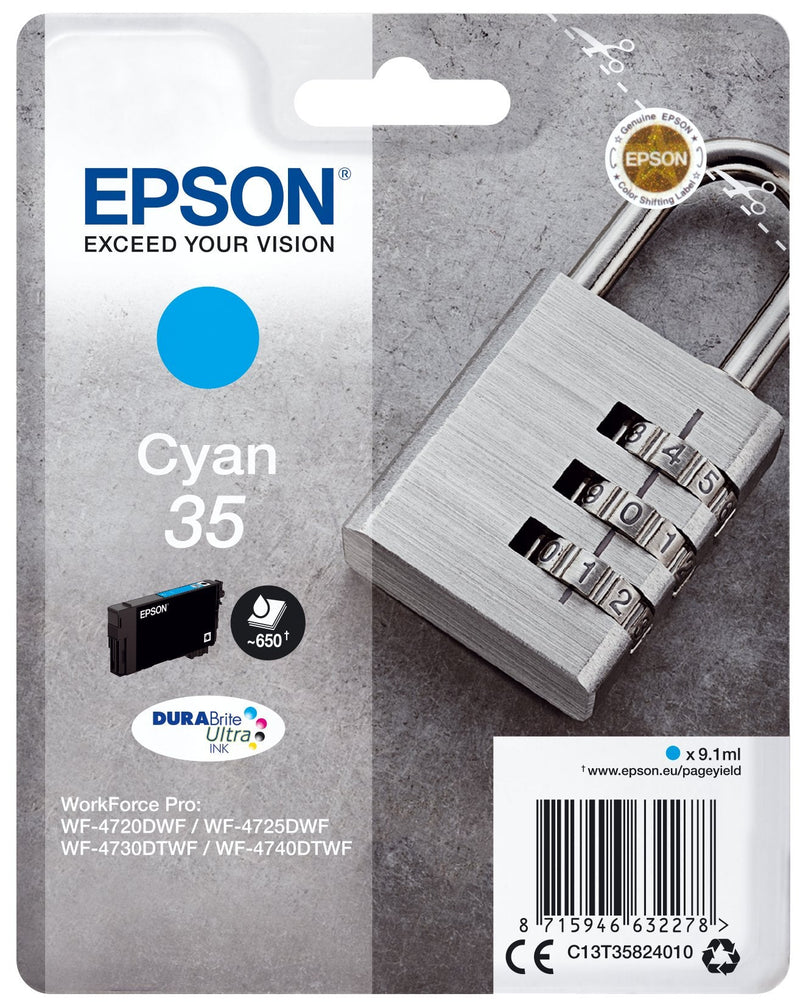 Epson Genuine Ink 35 Durabrite Cyan 650 Paginas/C13T35824010 C13T35824010