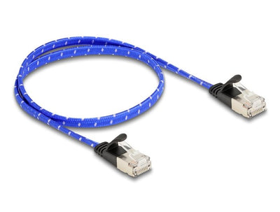 Delock RJ45 Network Cable Flat Trenzado CAT.6A U/FTP 0,5M Blue — image 1