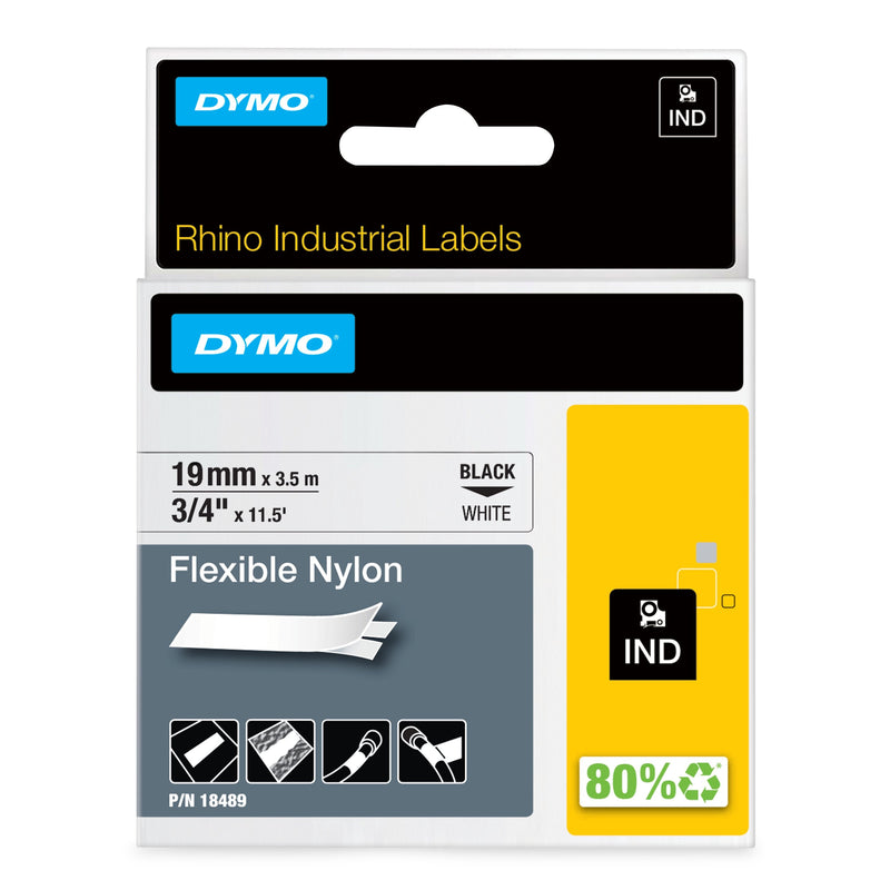 Dymo Tape Nylon Flexible Ind Black Sobre White Multicolour 18489