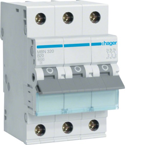 Hager Switch Magnetotérmico MBN320 3POLOS 6KA B-20A 3M