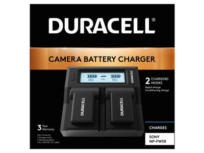 Duracell LED Dual Dslr Battery Charger For Sony NP-FW50 DRS6120 — image 1