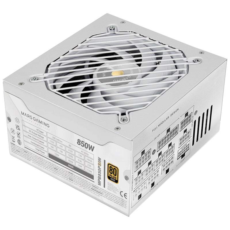 Mars Gaming Power Supply 850W Modular ATX 3.1 80 + Gold 140MM Silent White