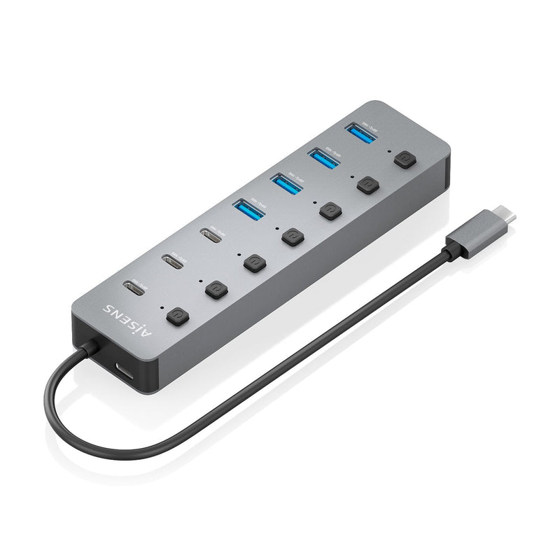 Aisens Hub USB 3.2 GEN2 10G Usb-c, USB-C/M-4x USB-A/H+3x USB-C/H+1x USB-C/H PD 3.0 100W, Grey 30CM