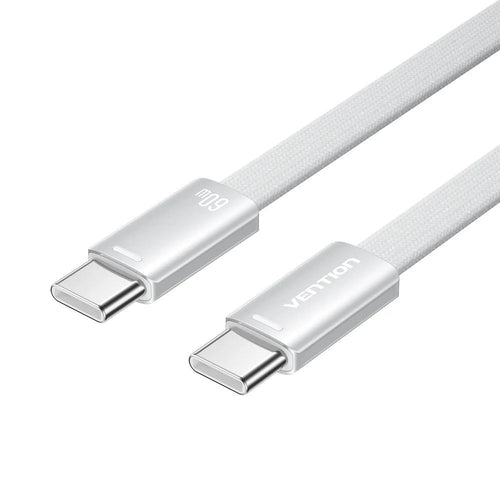 Vention Flat USB 2.0 USB-C M-m Cabl 3A Cable 2M Silver Aluminum — image 1