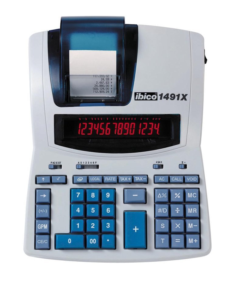 Ibico 1491X Calculator Professional Thermal 14 Digitos - Screen LCD 2 Colours - Printing Black - Speed 10