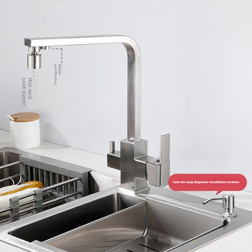 Copper Three-in-one Hot And Cold Fresh Water Tap Kitchen Vegetable Basin