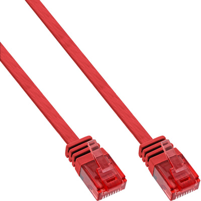 Inline Flat Ultraslim Network Cable U/UTP CAT.6 Gigabit Ready Red 0.5M — image 1