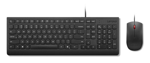 Lenovo Essential Wired Combo Black Us Euro Keyboard Mouse Included Universal USB Black — image 1