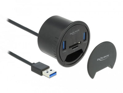 Delock 64152 Hub Desk 2 Ports Tisch-hub 2 X Superspeed USB 3.0 Type a And Card Reader SD And Micro — image 1