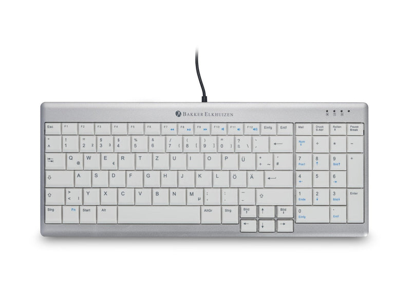 Teclado Suizo Bakkerelkhuizen Ultraboard 960 Standard Compact USB Qwertz Plata Blanco