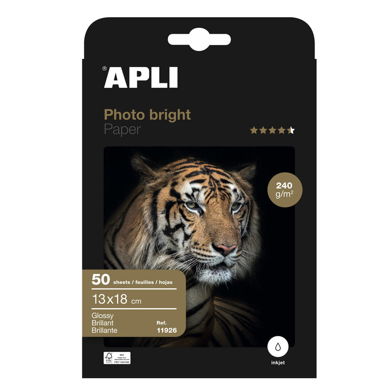Apli Paper Fotografico Photobright 13 X 18CM 240G 50 Hojas