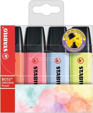 Stabilo Boss Marcador Fluorescent Case 4 Colours Pastel — image 1
