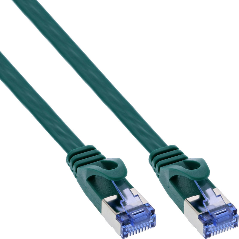 Inline Network Cable Flat , U/FTP, CAT.6A, Green 0,5M