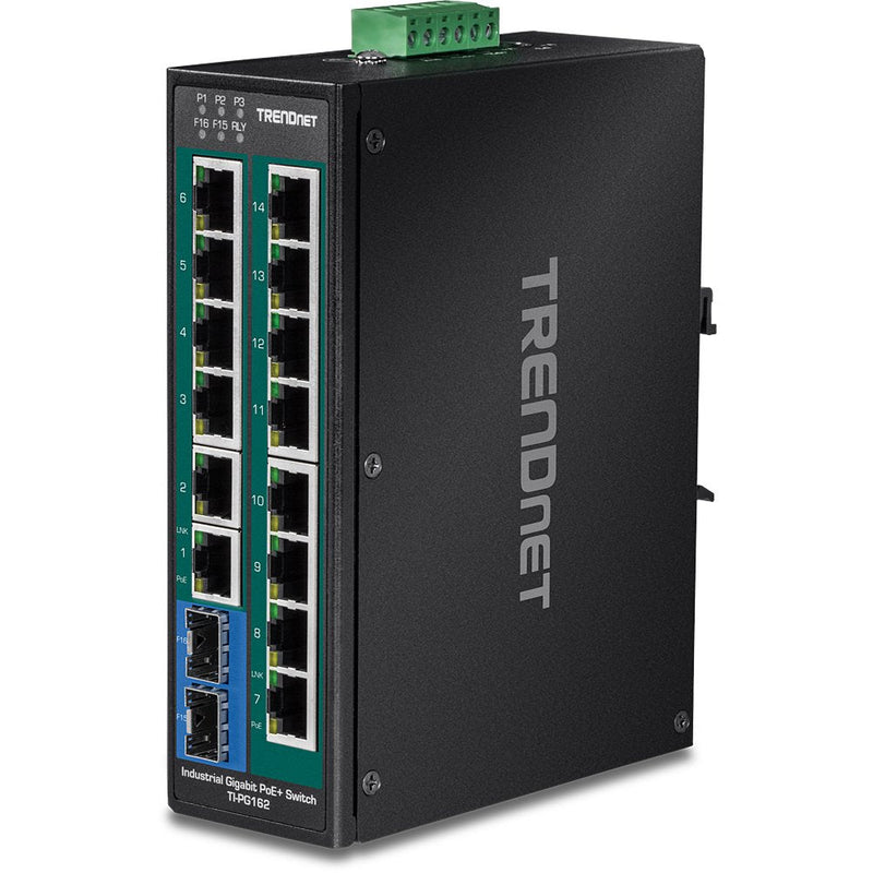 Trendnet Switch Industrial 16PORT Gbit PoE + Carril Din Metallic